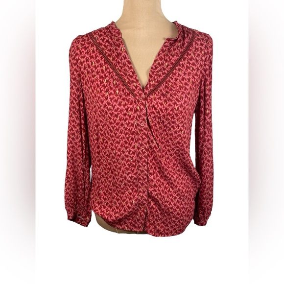 PAIGE Doris Three Quarter Button Front V-Neckline in Papaya Size XXS - Picture 3 of 12